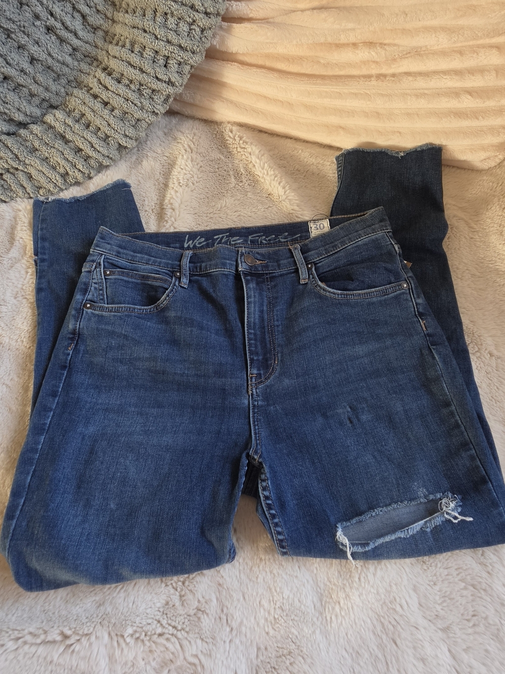 We The Free Women's Dark Blue Distressed Skinny Jeans